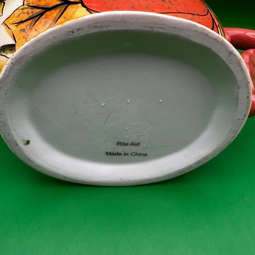 Rite Aid Ceramic Autumn Fall Leaves Gravy Boat & Covered Butter Dish Set 2 piece